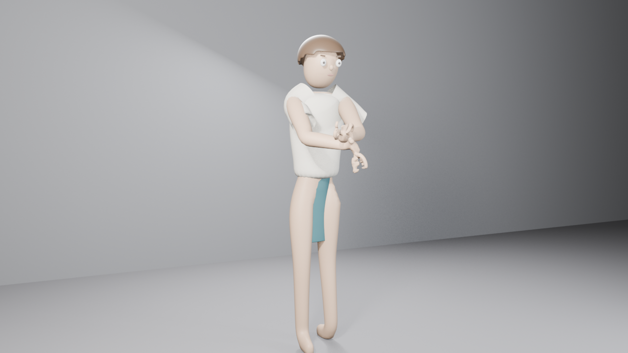 Qwen avatar in the final stretching pose